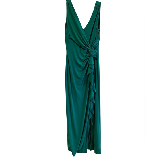 Lauren Ralph Lauren Green Evening Dress Size 4 Twist Front Sleeveless Formal - Picture 5 of 7